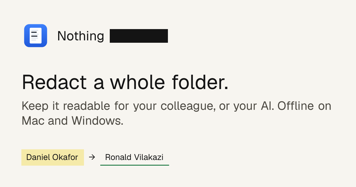 Nothing Personal - offline folder redaction with consistent replacement names